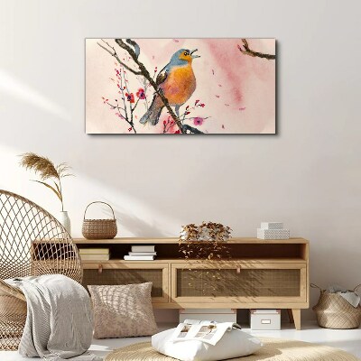 A singing bird in a spring landscape Print on canvas