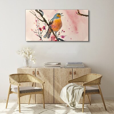A singing bird in a spring landscape Print on canvas