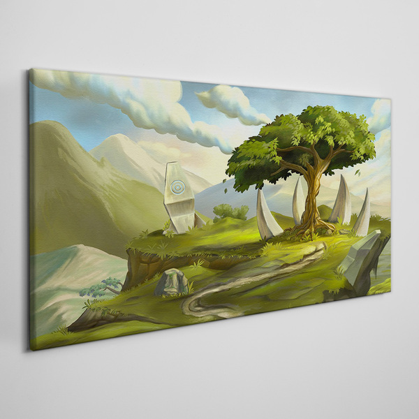 Green Oasis in the Mountain Landscape Print on canvas