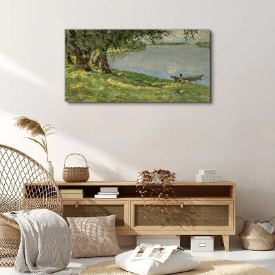 A peaceful landscape by the river Canvas wall art
