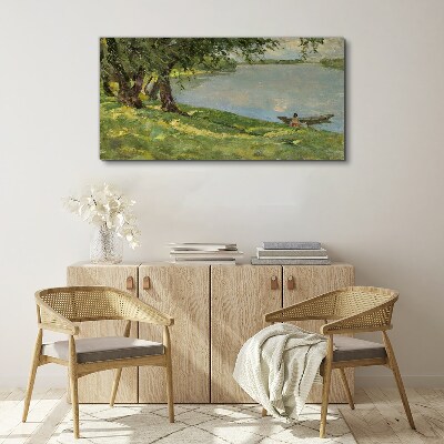 A peaceful landscape by the river Canvas wall art