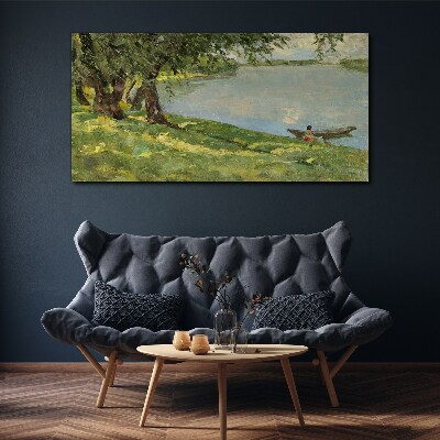 A peaceful landscape by the river Canvas wall art