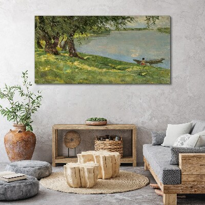 A peaceful landscape by the river Canvas wall art