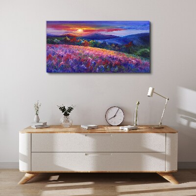 Landscape in sunset colors Canvas wall art