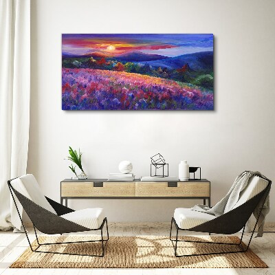Landscape in sunset colors Canvas wall art