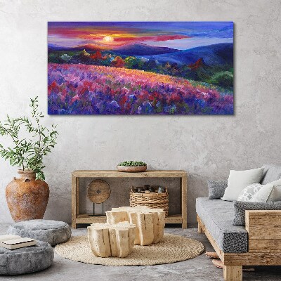 Landscape in sunset colors Canvas wall art