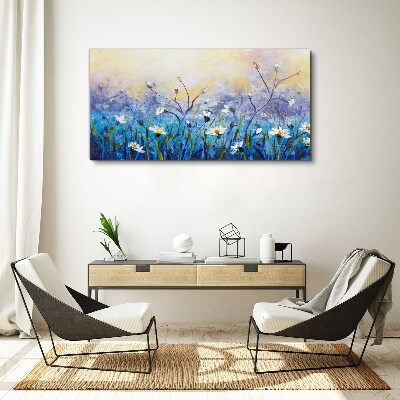 Floral landscape in pastel colors Print on canvas