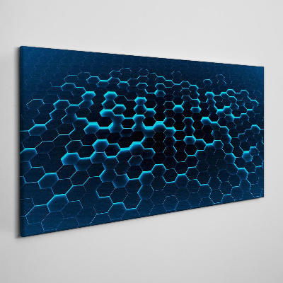 Blue Hexagonal Mesh Print on canvas