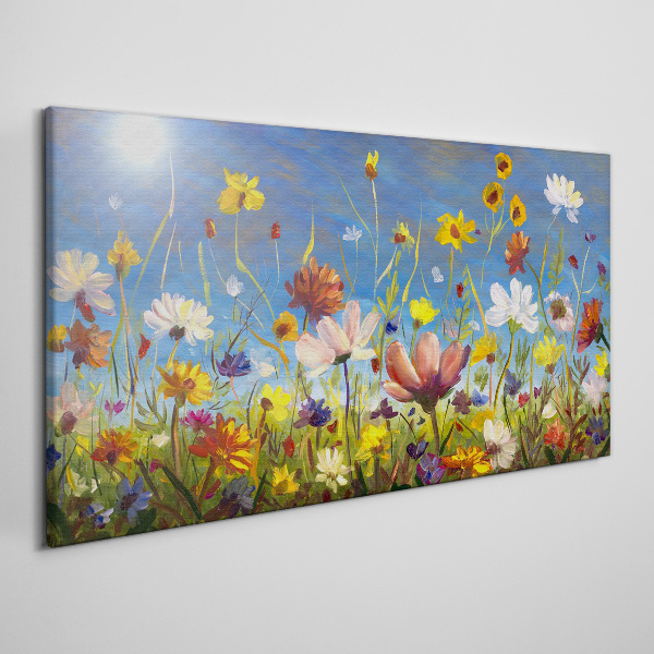 Flower landscape on a sunny day Canvas wall art