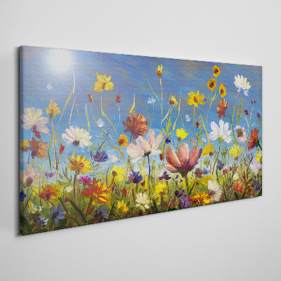Flower landscape on a sunny day Canvas wall art