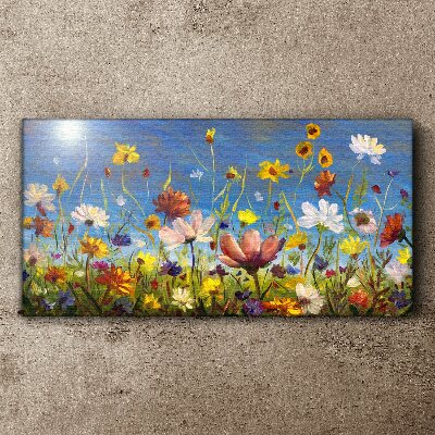 Flower landscape on a sunny day Canvas wall art