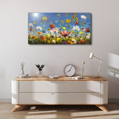 Flower landscape on a sunny day Canvas wall art