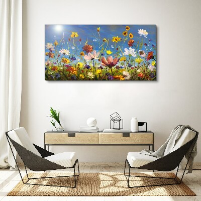 Flower landscape on a sunny day Canvas wall art