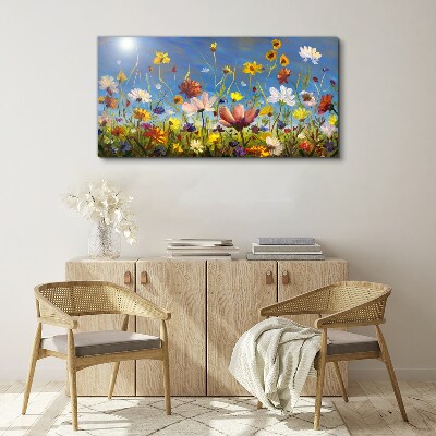 Flower landscape on a sunny day Canvas wall art