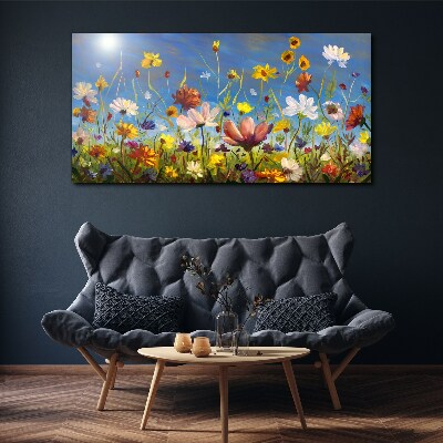 Flower landscape on a sunny day Canvas wall art