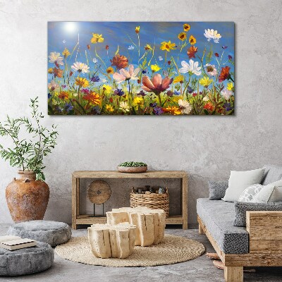 Flower landscape on a sunny day Canvas wall art
