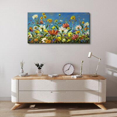 Painting flowers meadow Canvas print
