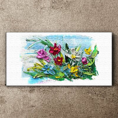 A floral bouquet in intense colors Print on canvas
