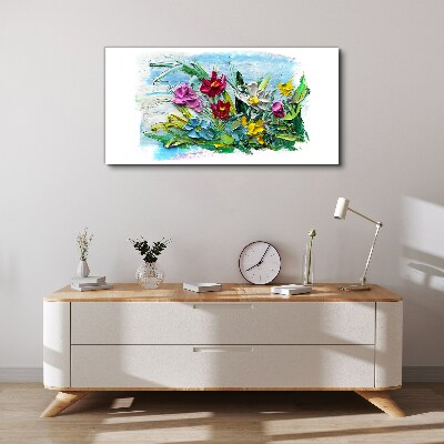 A floral bouquet in intense colors Print on canvas