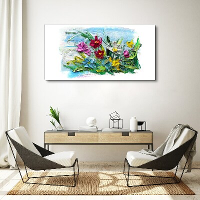 A floral bouquet in intense colors Print on canvas