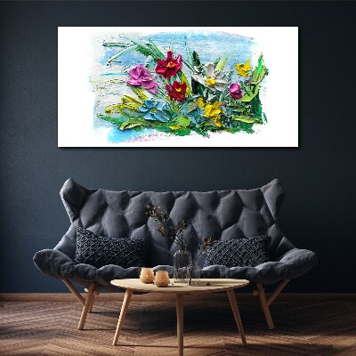 A floral bouquet in intense colors Print on canvas