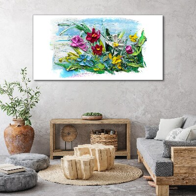 A floral bouquet in intense colors Print on canvas