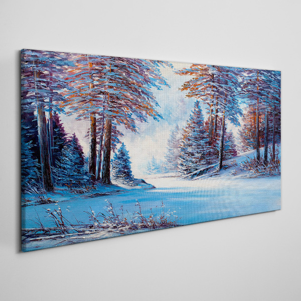 Winter landscape in blue Canvas wall art