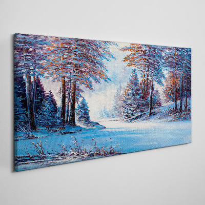 Winter landscape in blue Canvas wall art