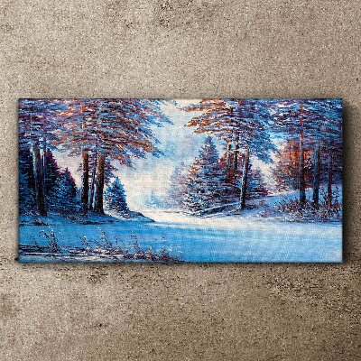 Winter landscape in blue Canvas wall art