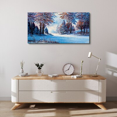 Winter landscape in blue Canvas wall art