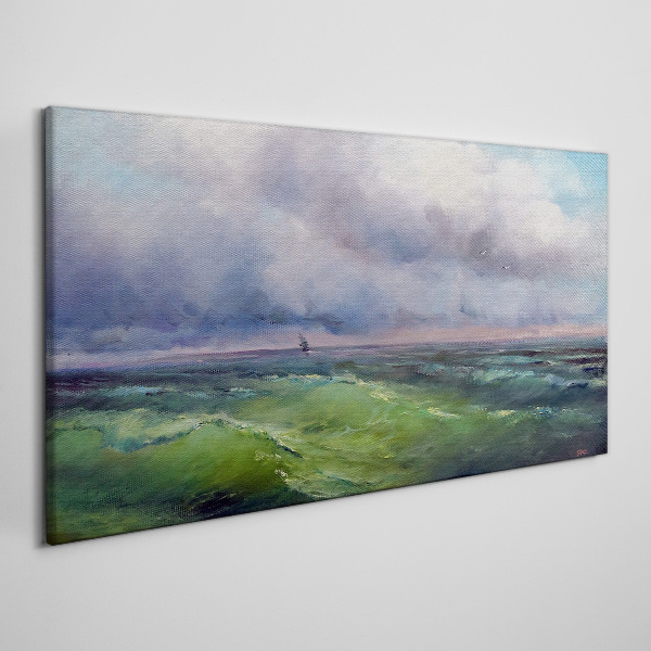 Waves under stormy skies Print on canvas