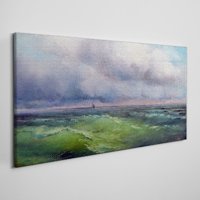 Waves under stormy skies Print on canvas