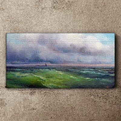 Waves under stormy skies Print on canvas
