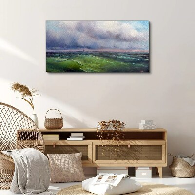 Waves under stormy skies Print on canvas