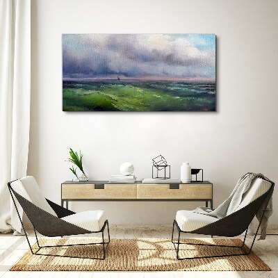 Waves under stormy skies Print on canvas