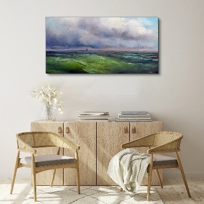 Waves under stormy skies Print on canvas