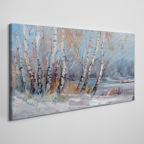 Autumn birches by the river Canvas wall art