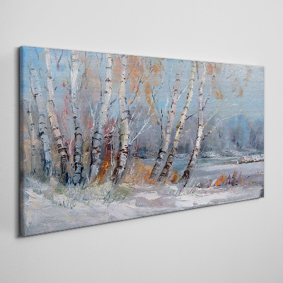 Autumn birches by the river Canvas wall art