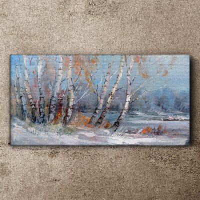 Autumn birches by the river Canvas wall art