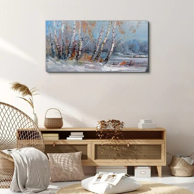 Autumn birches by the river Canvas wall art