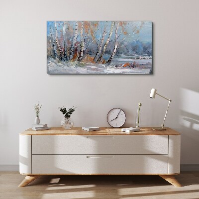 Autumn birches by the river Canvas wall art