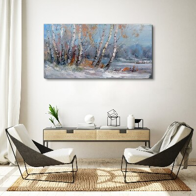Autumn birches by the river Canvas wall art