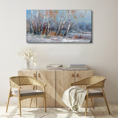 Autumn birches by the river Canvas wall art