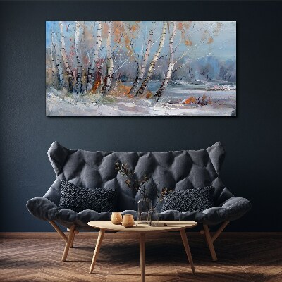 Autumn birches by the river Canvas wall art