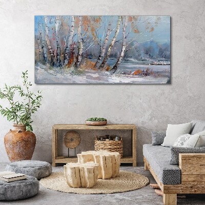 Autumn birches by the river Canvas wall art