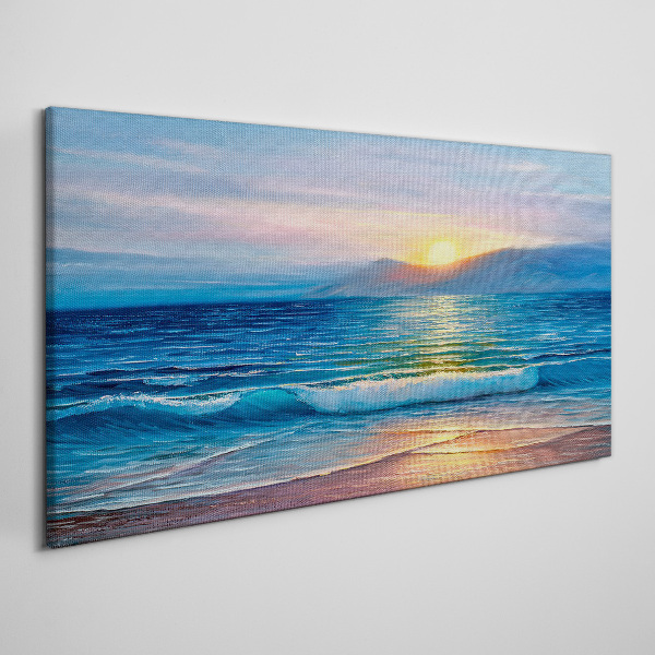 Sunset over the calm sea Print on canvas