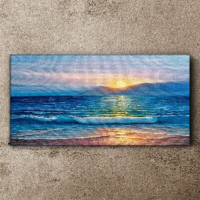 Sunset over the calm sea Print on canvas