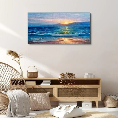 Sunset over the calm sea Print on canvas