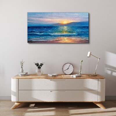 Sunset over the calm sea Print on canvas