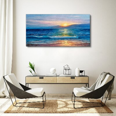 Sunset over the calm sea Print on canvas